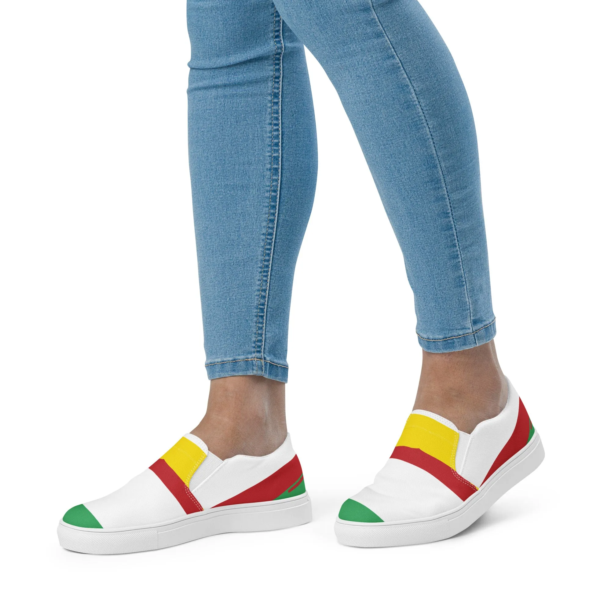 AFRICA STRIPES Women’s Slip-On Canvas Shoes (White)