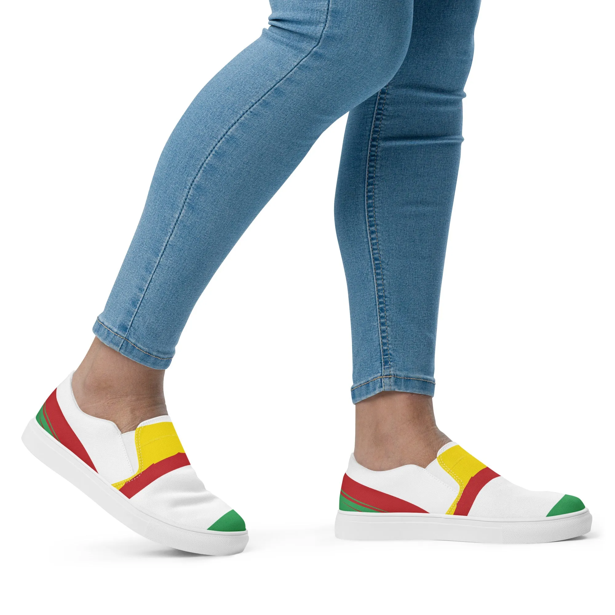 AFRICA STRIPES Women’s Slip-On Canvas Shoes (White)