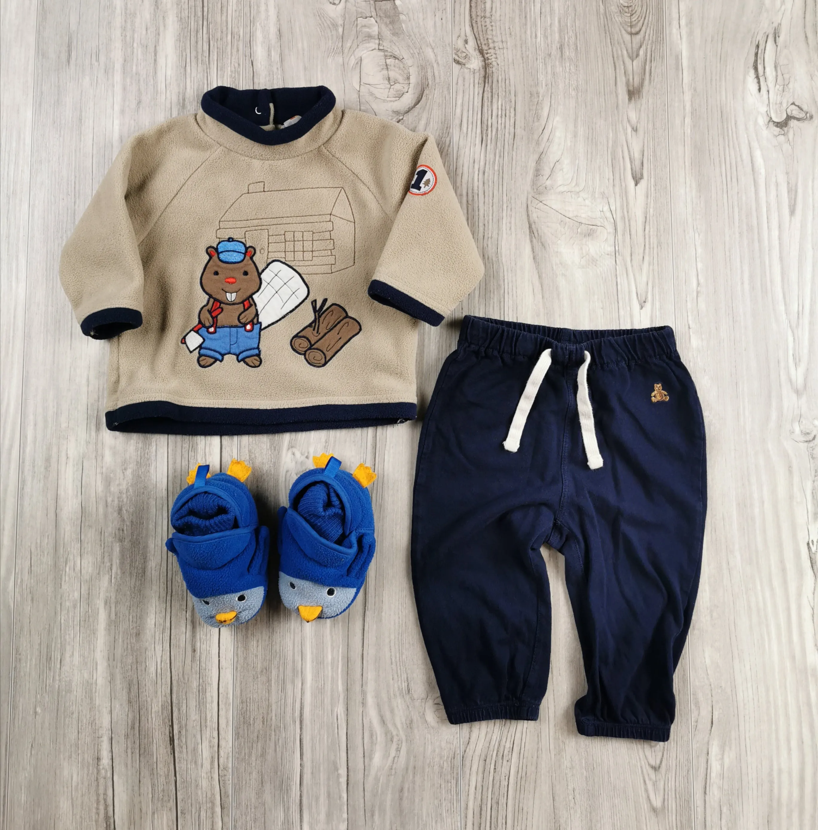 BABY BOY SIZE 6/12 MONTHS - Baby GAP / JOE FRESH, 3 Piece Mix N Match Fall Outfit VGUC B7