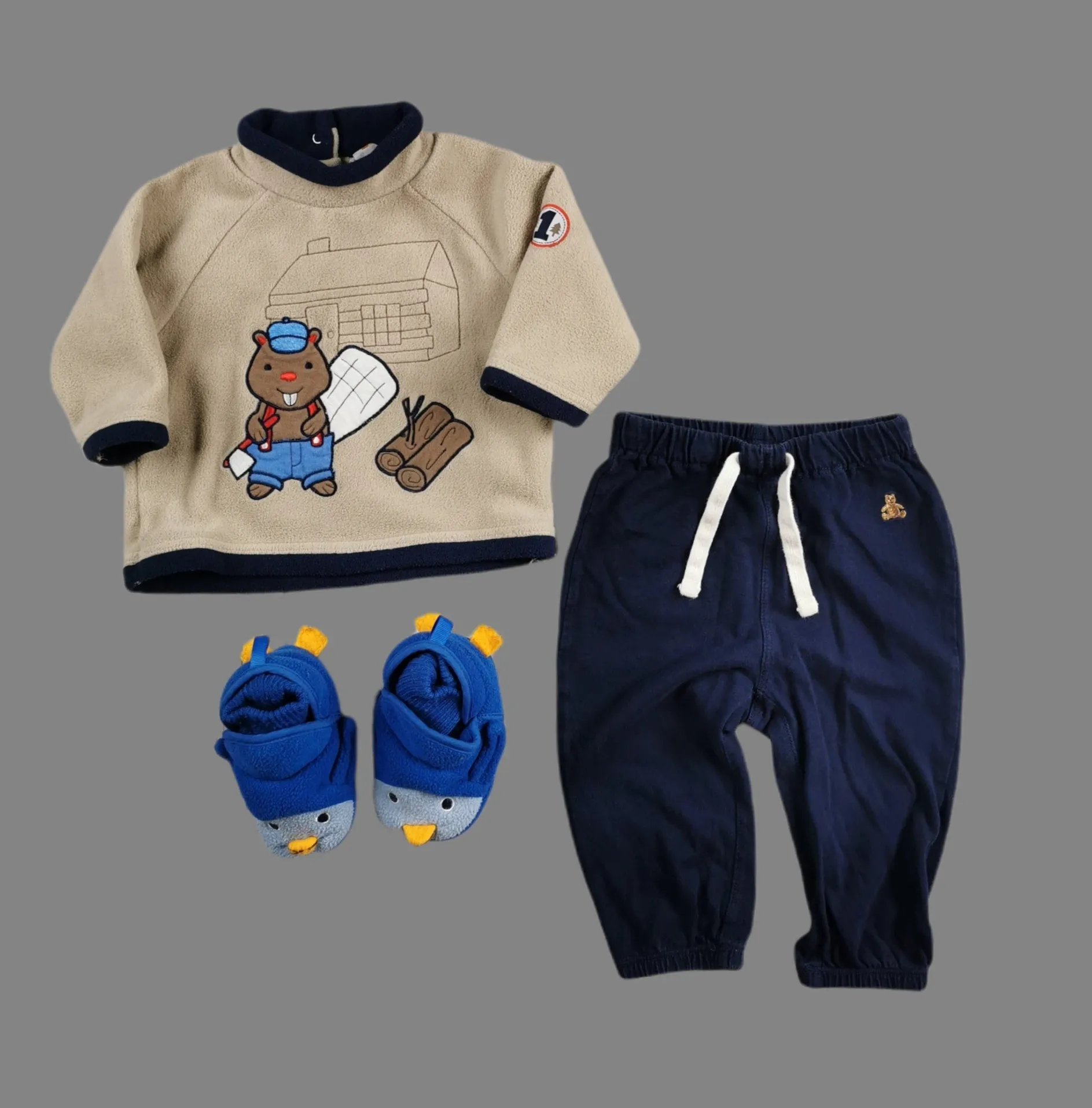 BABY BOY SIZE 6/12 MONTHS - Baby GAP / JOE FRESH, 3 Piece Mix N Match Fall Outfit VGUC B7