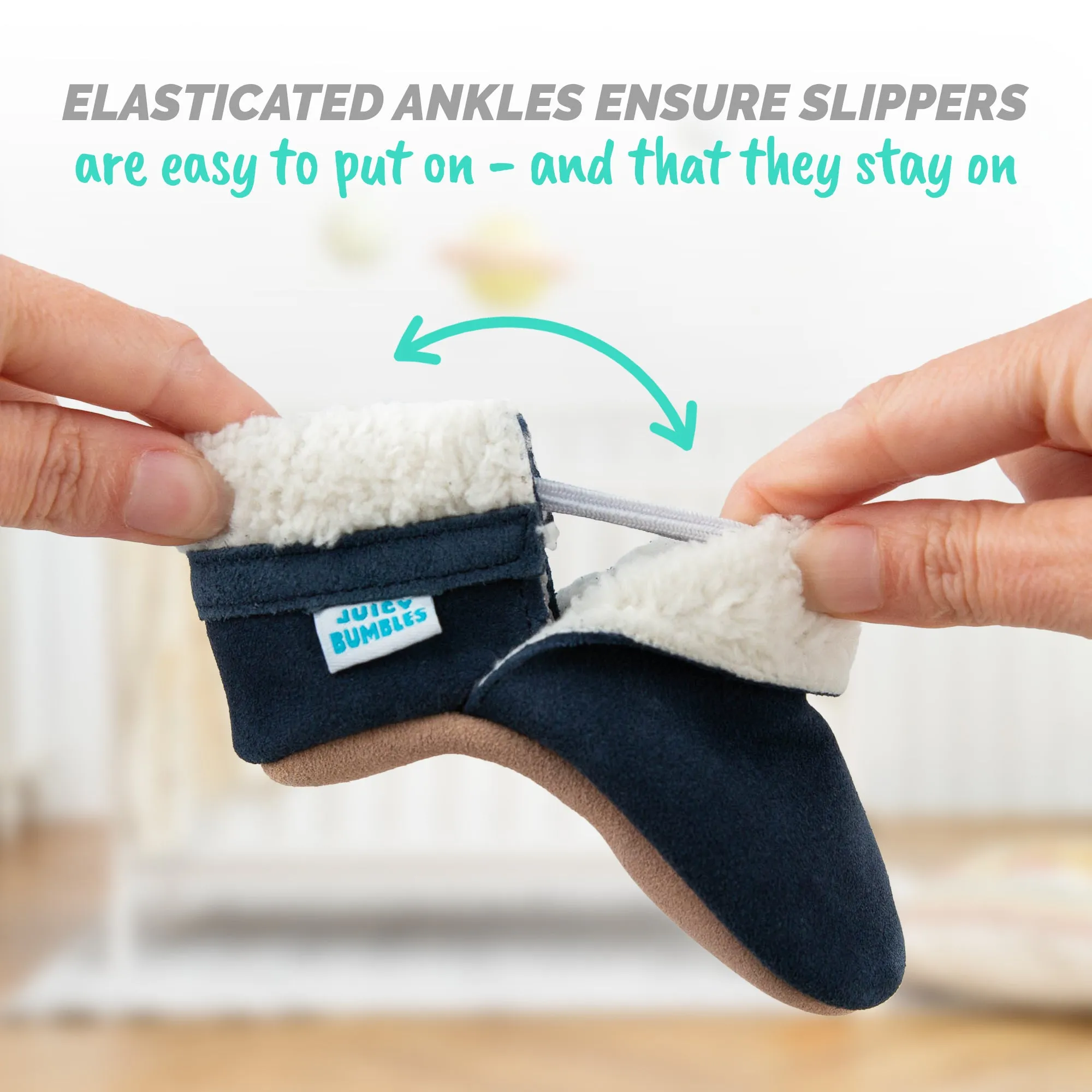 Baby Slippers - Navy Blue Moon and Stars