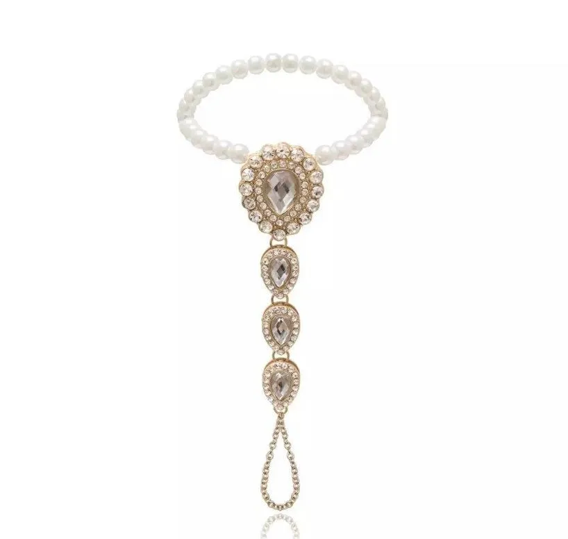 Barefoot sandals for wedding- Bottomless sandals- barefoot sandals with pearl anklet-foot jewelry- Bridal foot jewelry