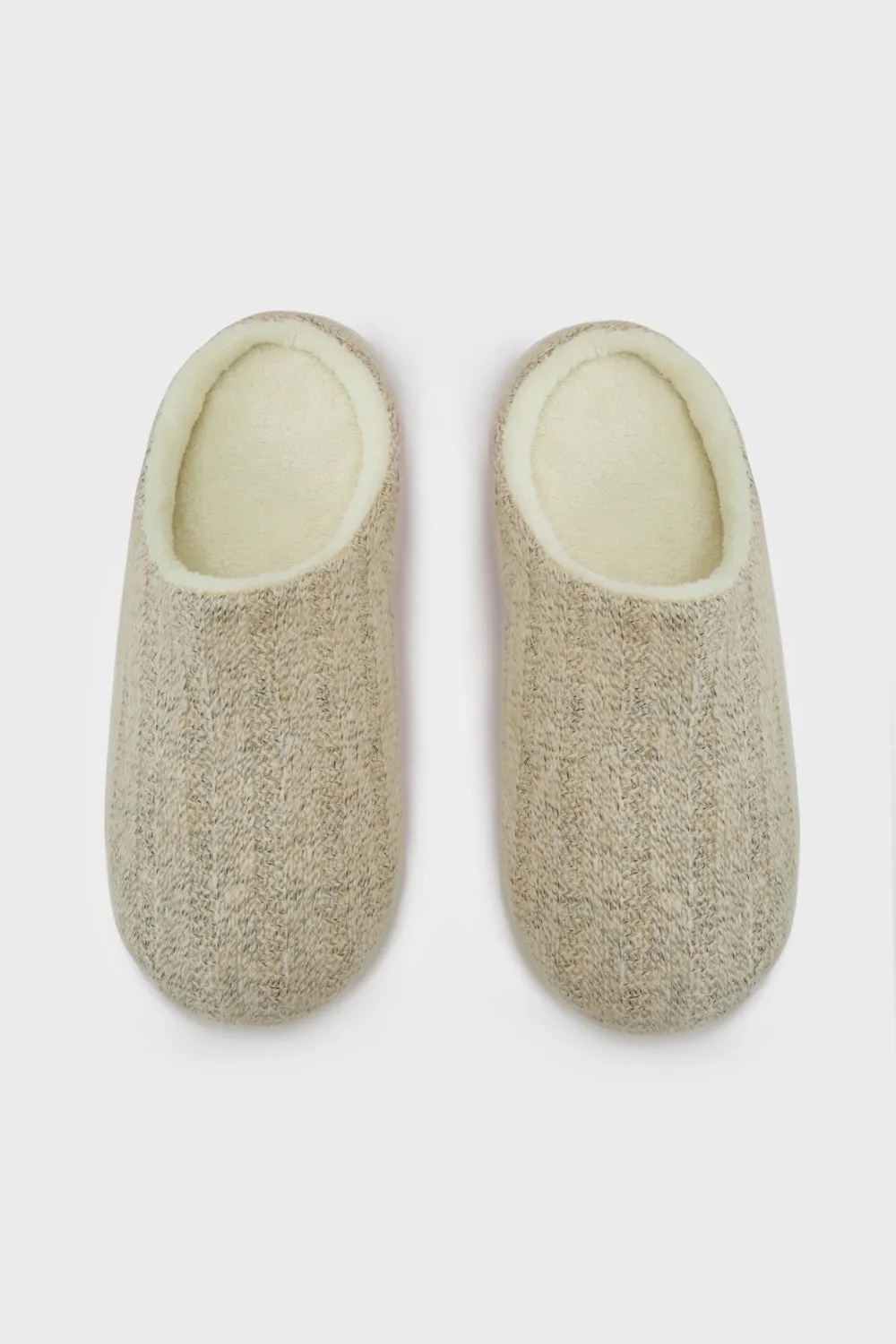 Beige Fleece Slip-ons