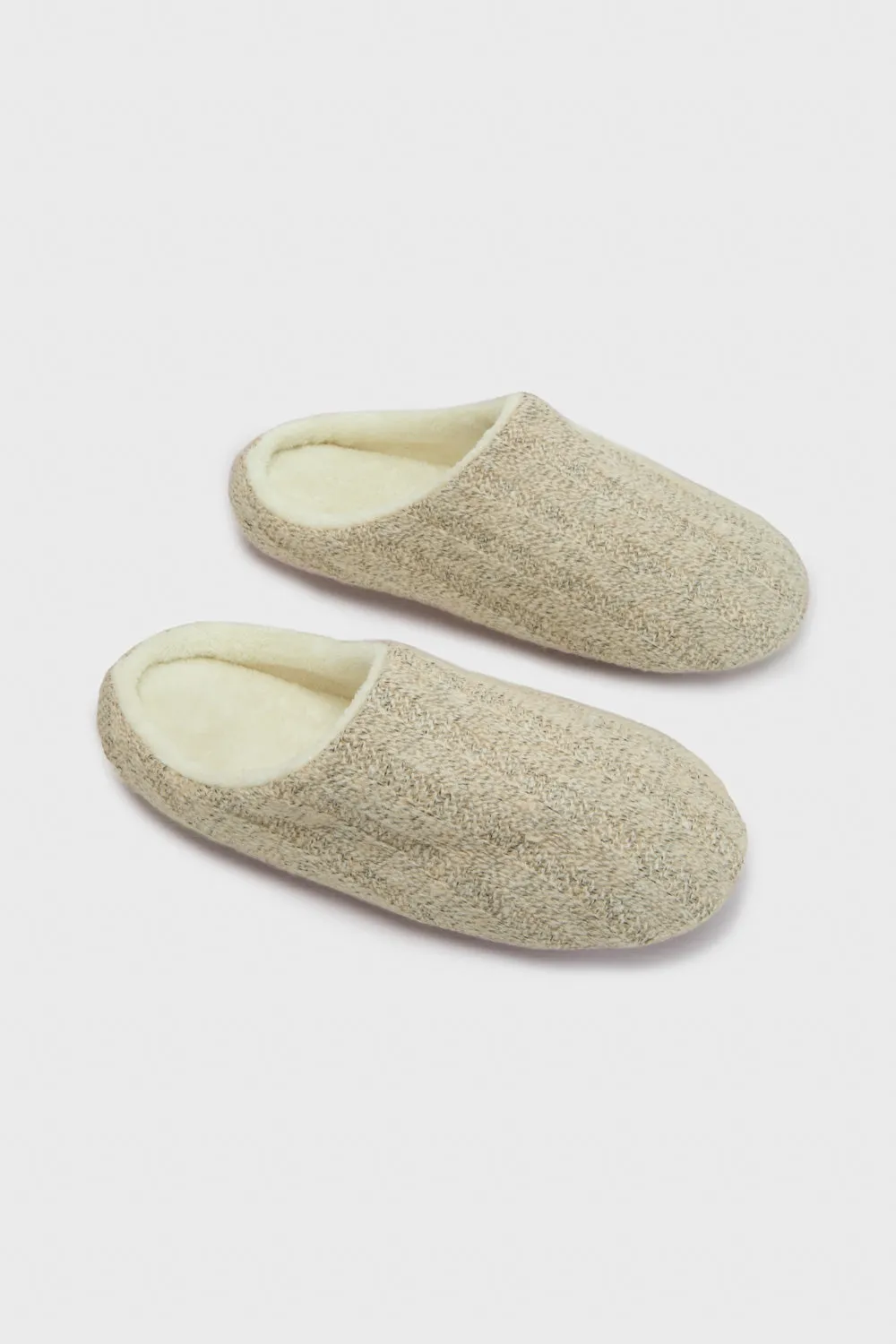 Beige Fleece Slip-ons