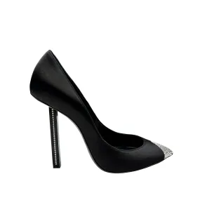 Black Satin & Crystals Heels - 8