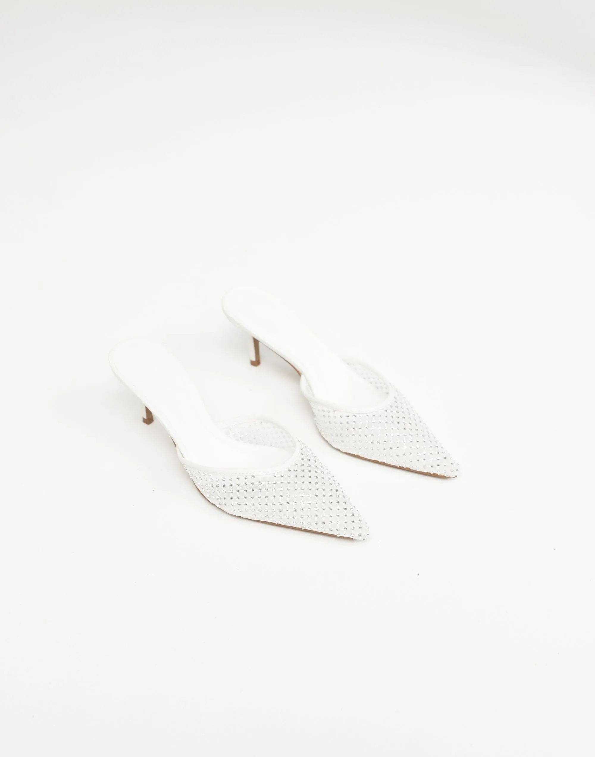Dez Heels (White Mesh-Diamante) - By Billini