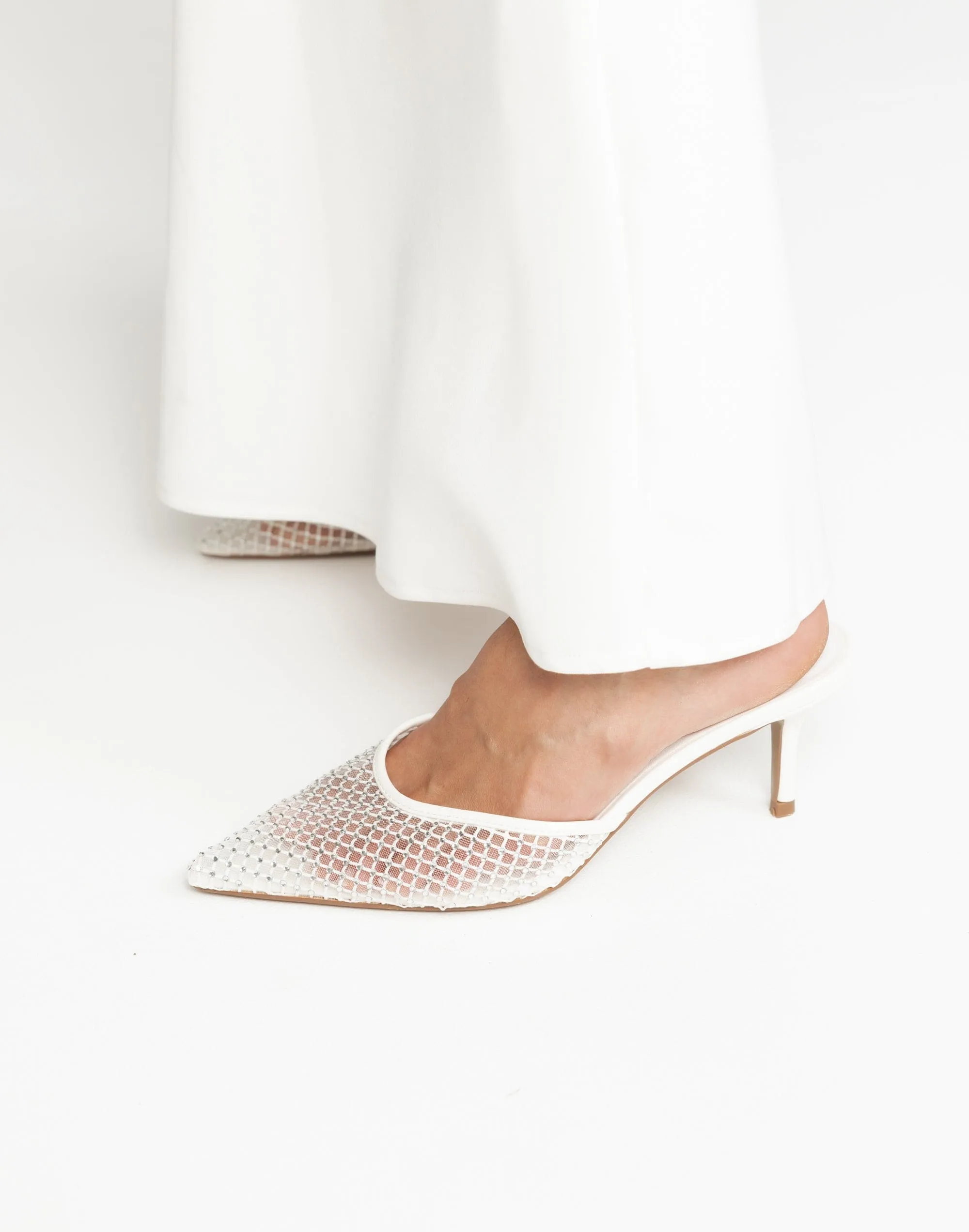 Dez Heels (White Mesh-Diamante) - By Billini