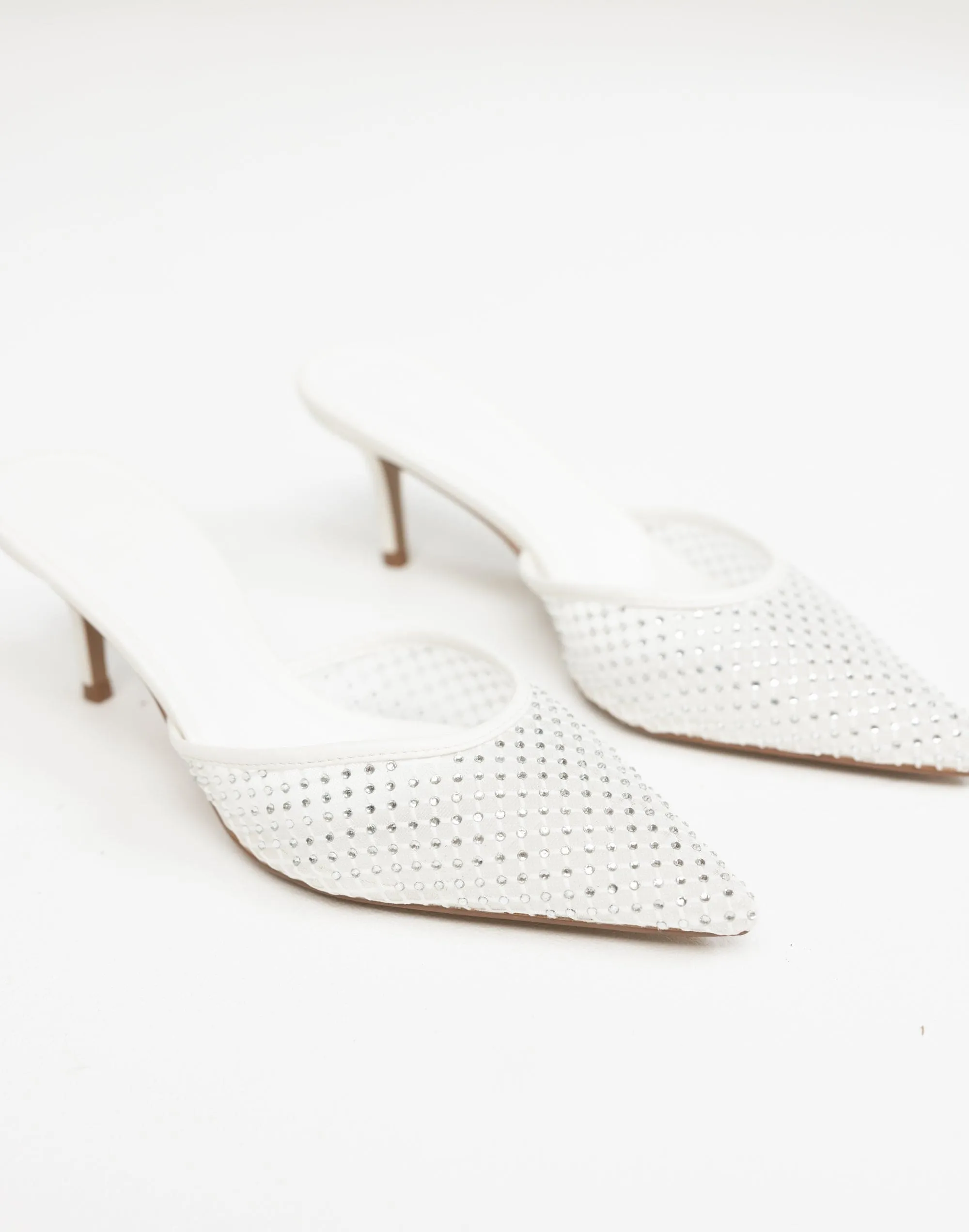 Dez Heels (White Mesh-Diamante) - By Billini