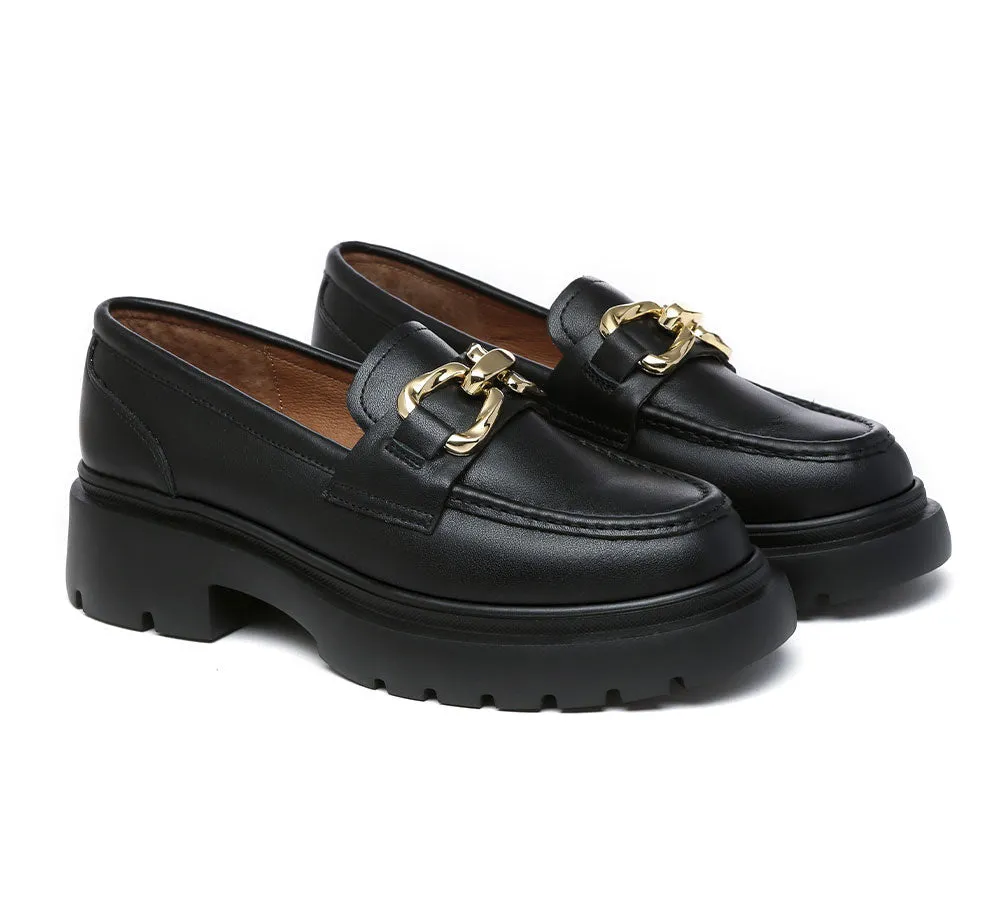 EVERAU® Women Leather Chunky Platform Loafers Della