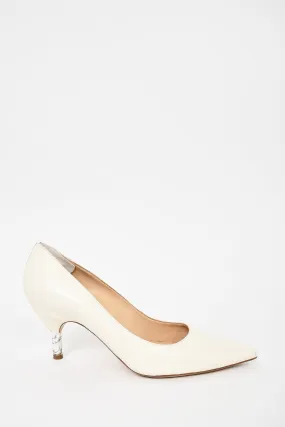 Gabriela Hearst Cream Pointed Toe Kitten Heels w/ Marble Heels sz 39.5