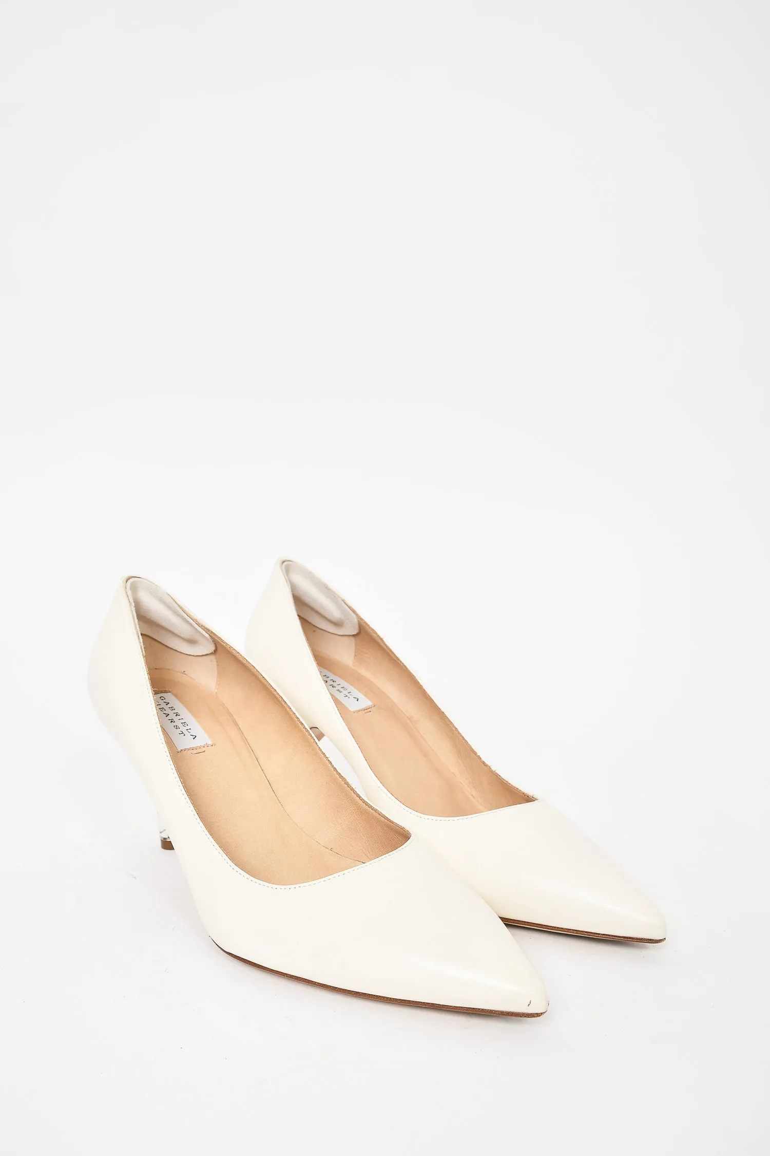 Gabriela Hearst Cream Pointed Toe Kitten Heels w/ Marble Heels sz 39.5