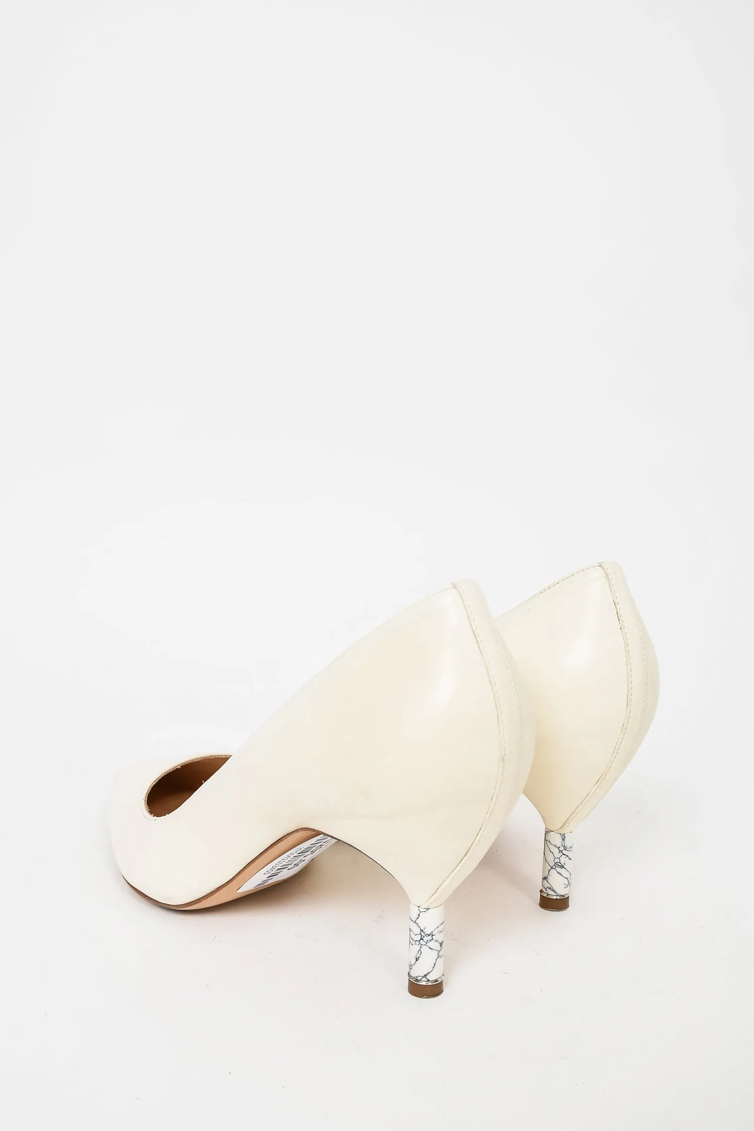 Gabriela Hearst Cream Pointed Toe Kitten Heels w/ Marble Heels sz 39.5