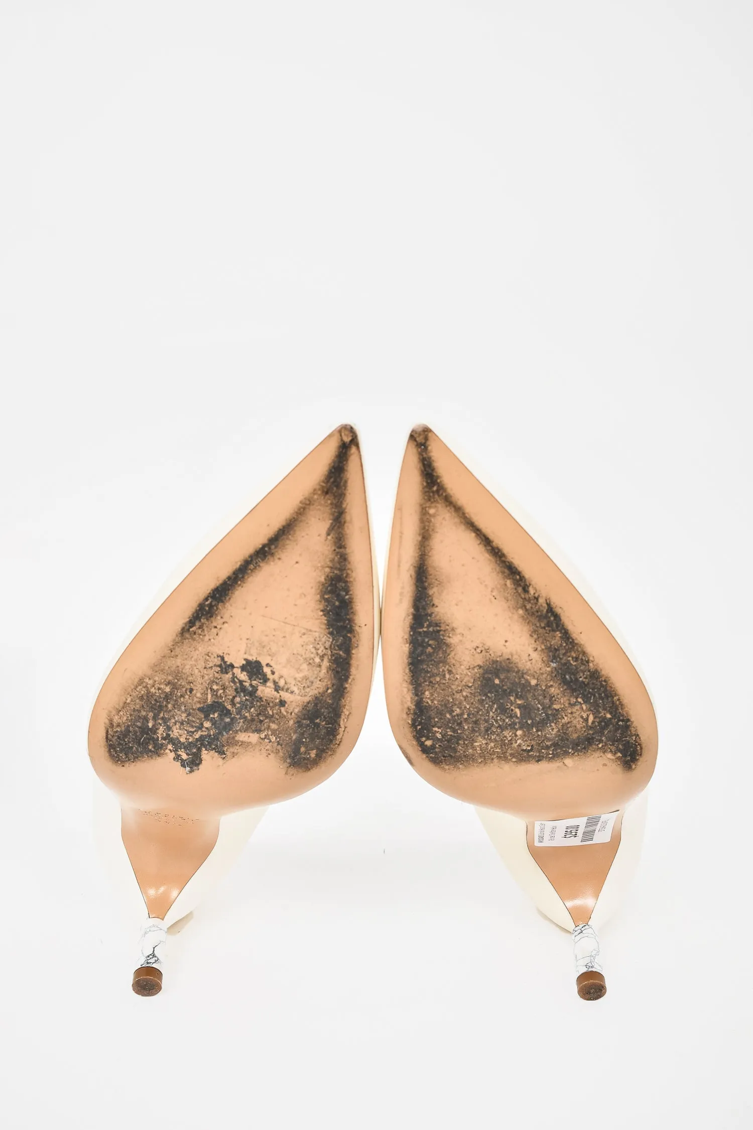 Gabriela Hearst Cream Pointed Toe Kitten Heels w/ Marble Heels sz 39.5