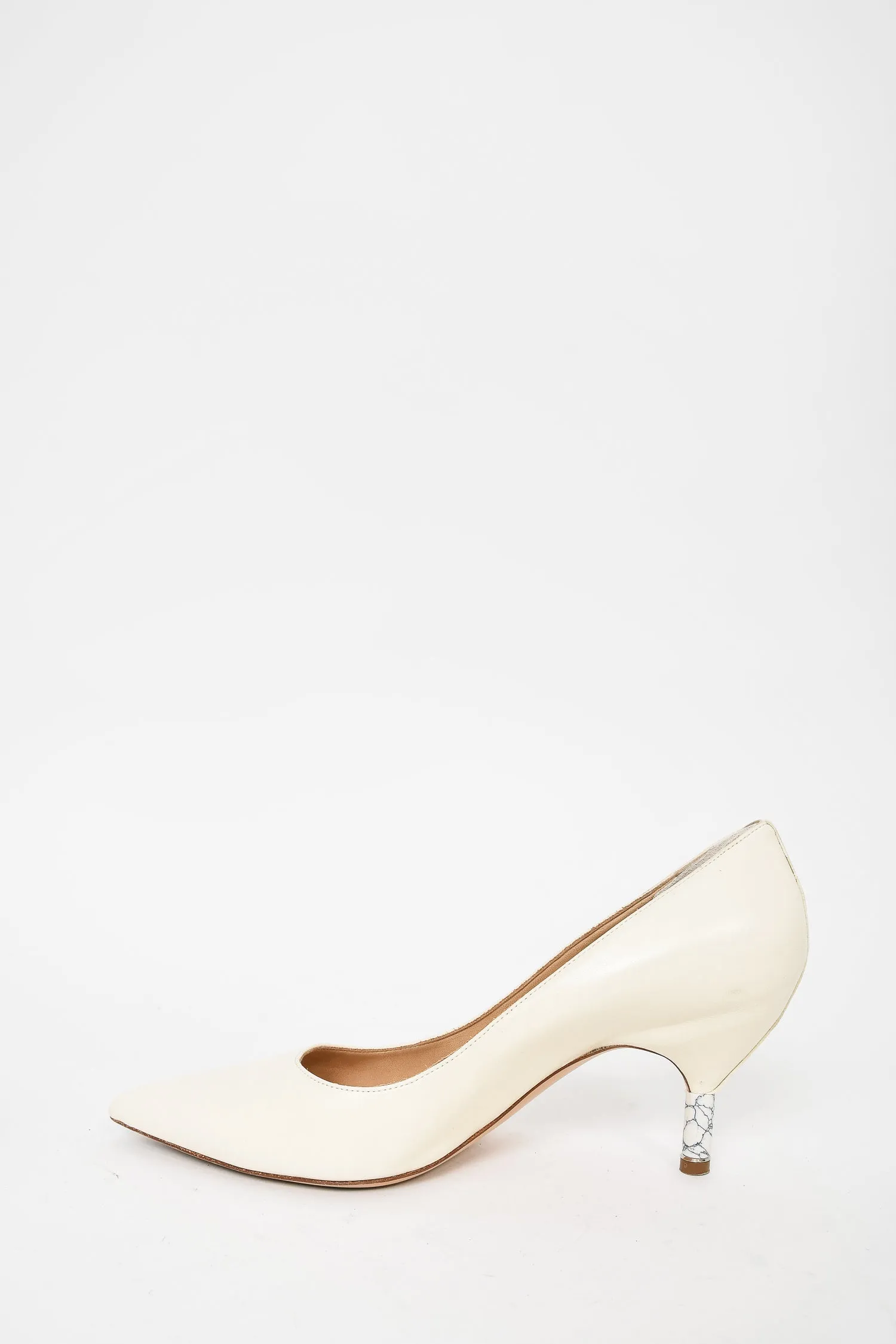 Gabriela Hearst Cream Pointed Toe Kitten Heels w/ Marble Heels sz 39.5