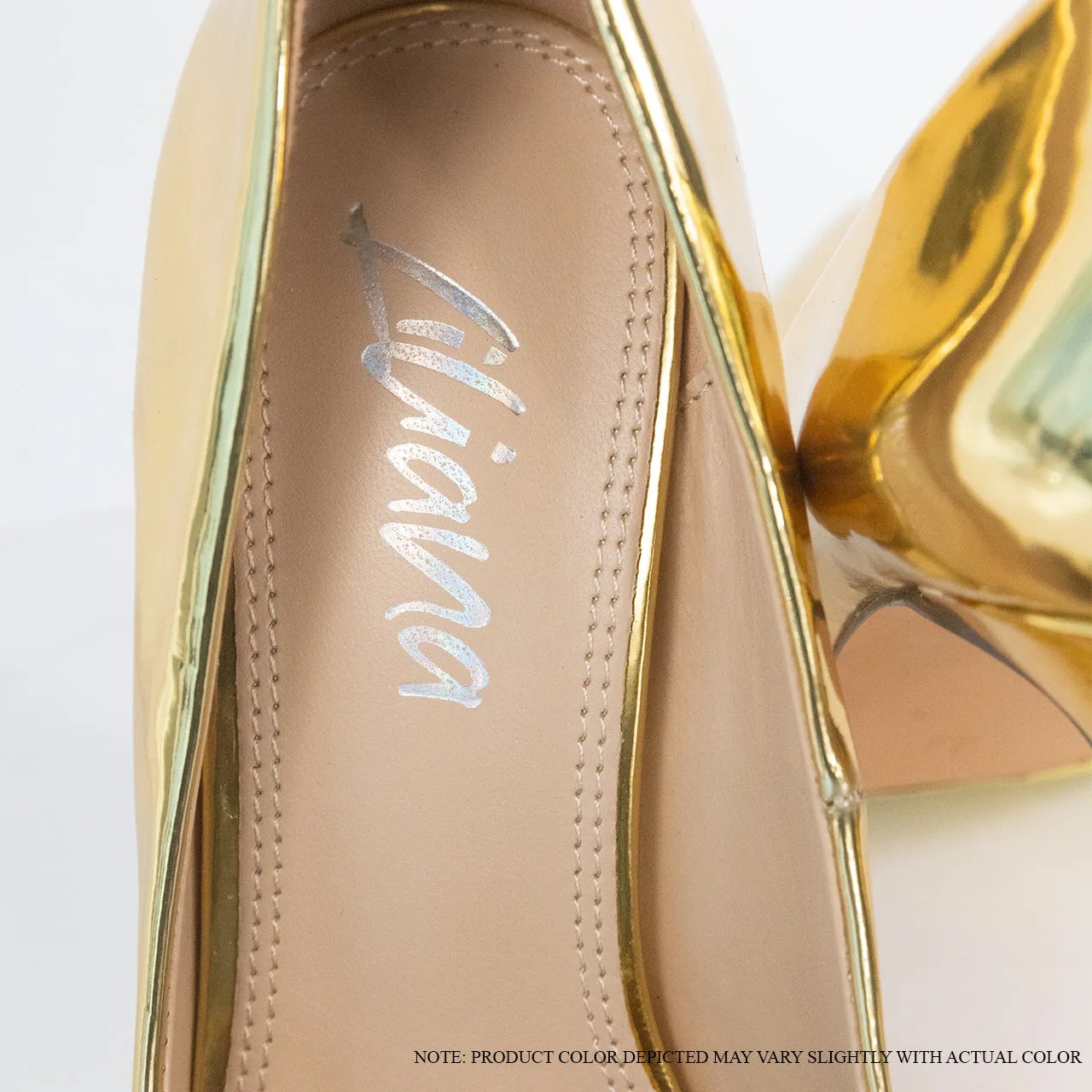 KIMYE-6 POINTED TOE PLAIN PUMP HIGH HEELS - GOLD
