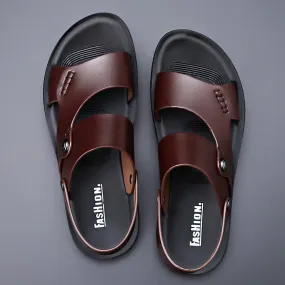 Men’s Leather Sandals with Ankle Strap