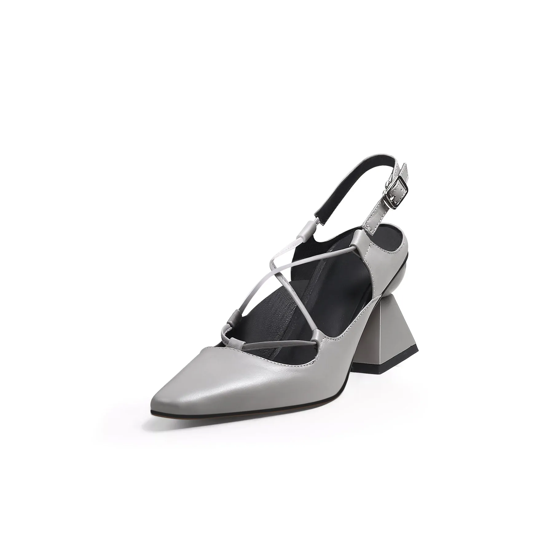 Multi-Strap Pointed Toe Block Heels