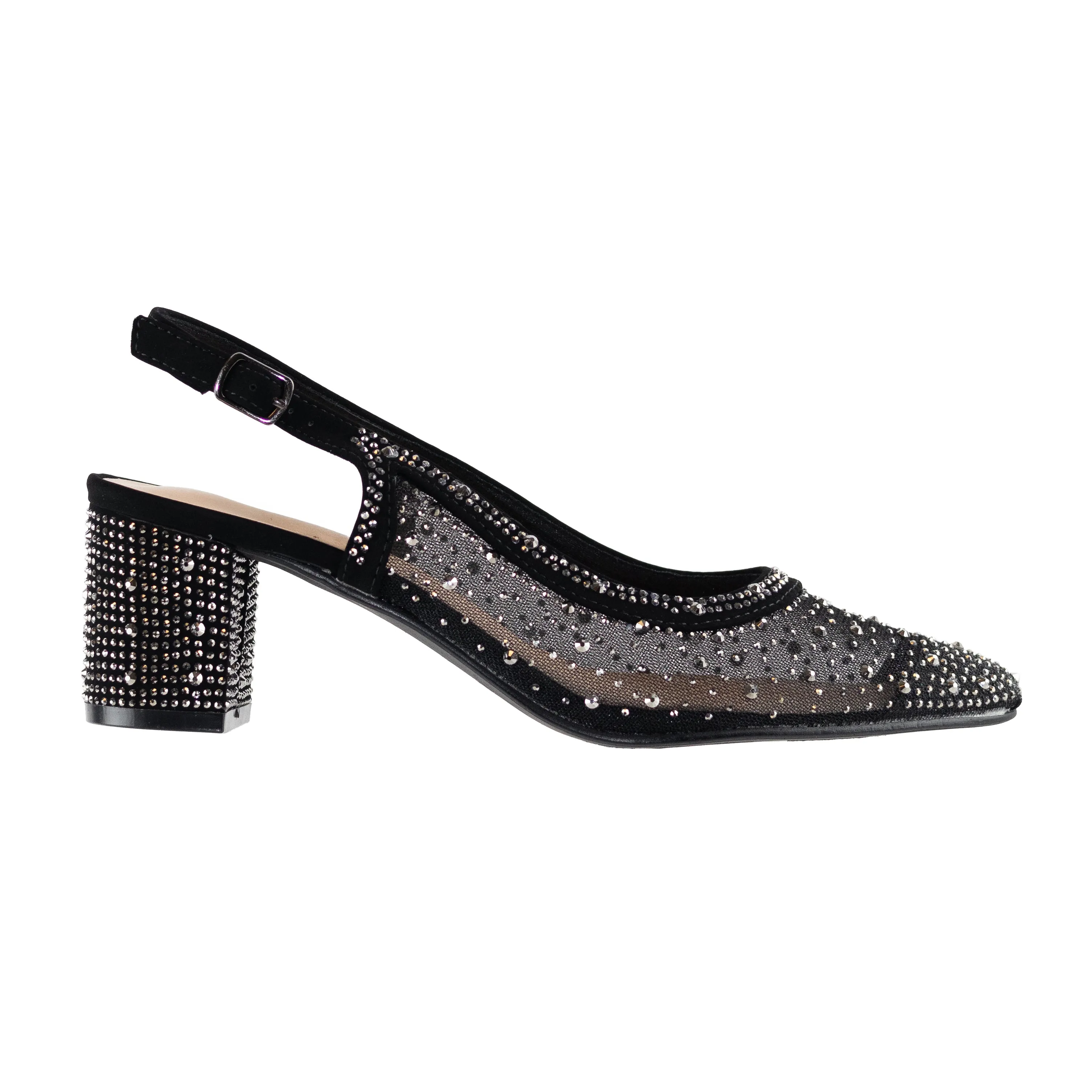 Nelly - All Around Embellished Slingback Closed Pointed Toe Pumps For Women