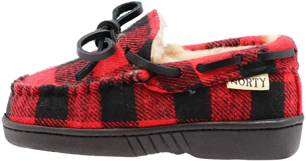 NORTY Tod Boys 6-10 Red Plaid Slippers 16980