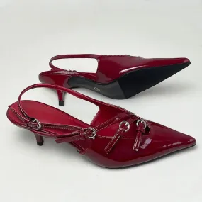 Pointed Toe Buckle Medium Heels Pumps Shoes