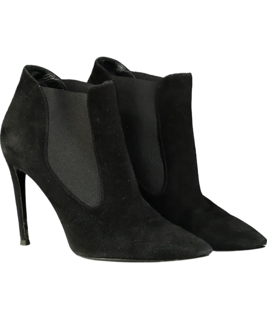 Ralph Lauren Black Suede Pointed Boot Heels UK 8 EU 41 👠