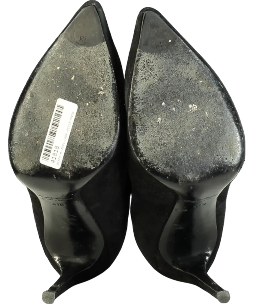 Ralph Lauren Black Suede Pointed Boot Heels UK 8 EU 41 👠