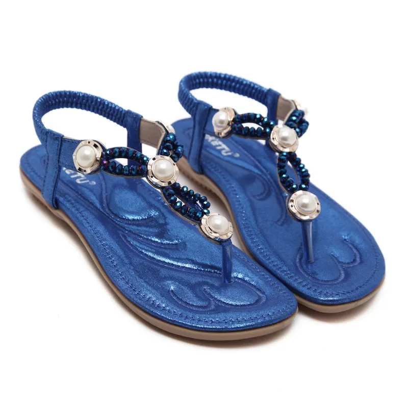 SIKETU | Sparkly Flat Rhinestone Flip Flops for Ladies