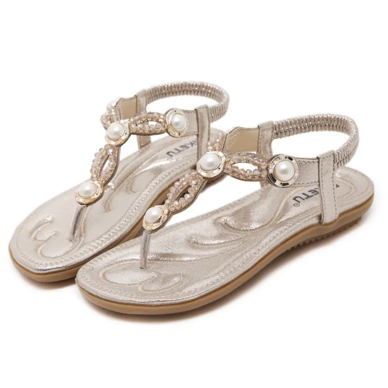 SIKETU | Sparkly Flat Rhinestone Flip Flops for Ladies