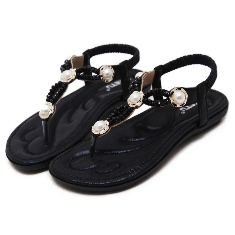 SIKETU | Sparkly Flat Rhinestone Flip Flops for Ladies