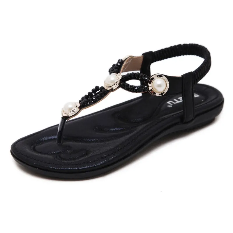 SIKETU | Sparkly Flat Rhinestone Flip Flops for Ladies