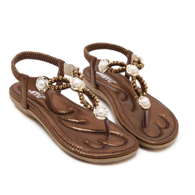 SIKETU | Sparkly Flat Rhinestone Flip Flops for Ladies