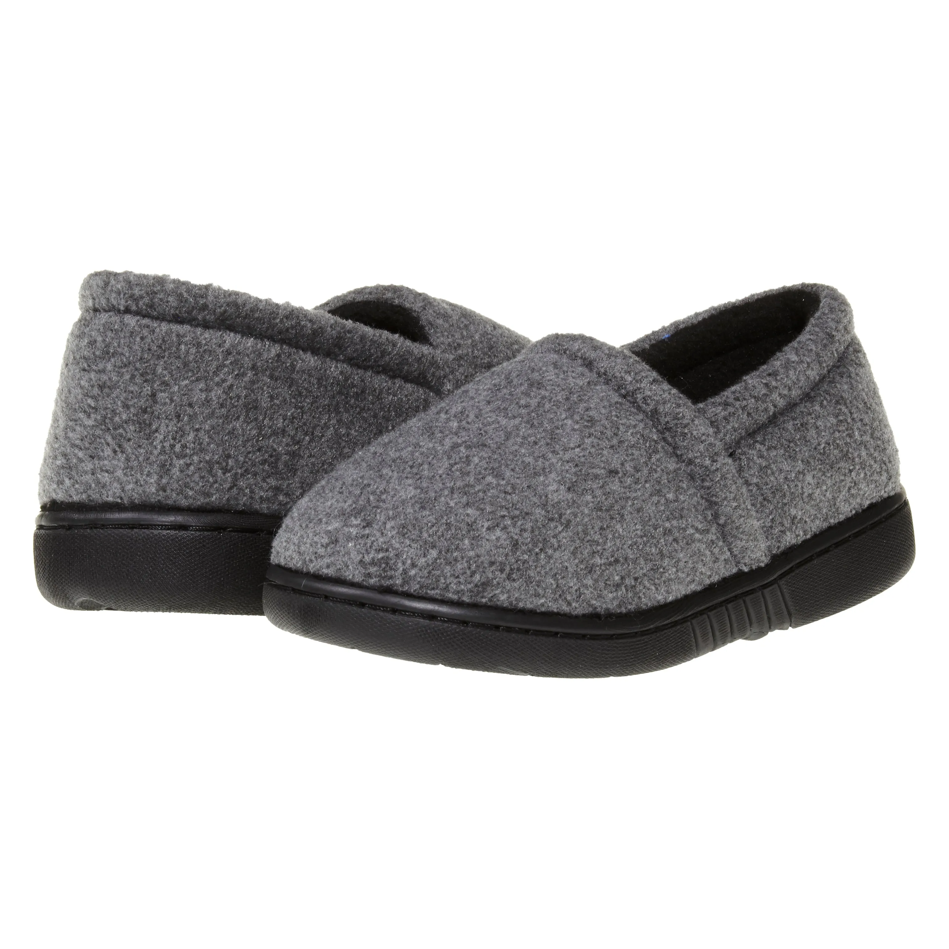 Skysole Kids Boys Fleece A-Line Slippers with Rugged Outsoles