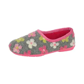 SLEEPERS GRACIE Ls382 Ladies Knitted Full Slippers Grey Multi