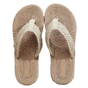 Women's Faux Straw Flip-Flop Beach Sandals