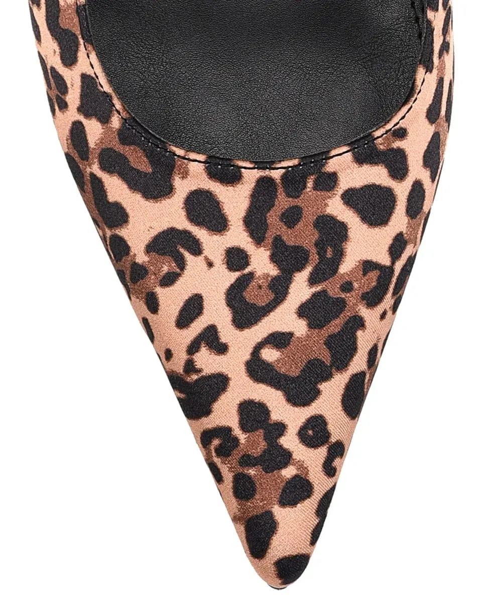 Yohana Heeled Slingback - Leopard Satin