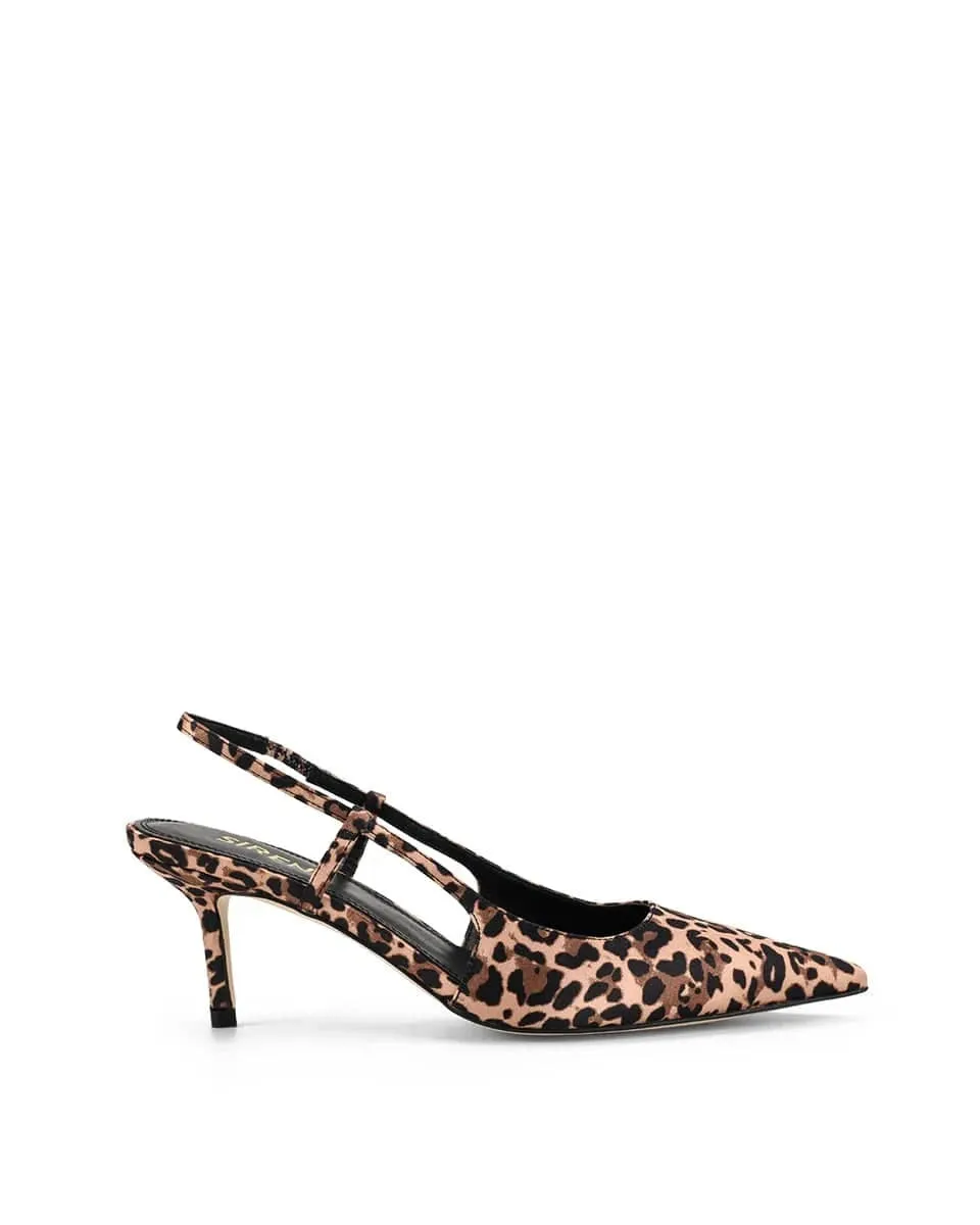 Yohana Heeled Slingback - Leopard Satin